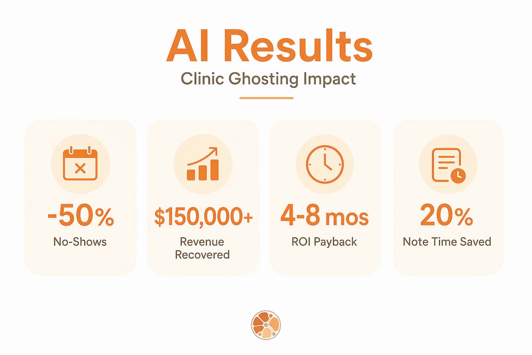 Infographic with AI impact clinic ghosting stats