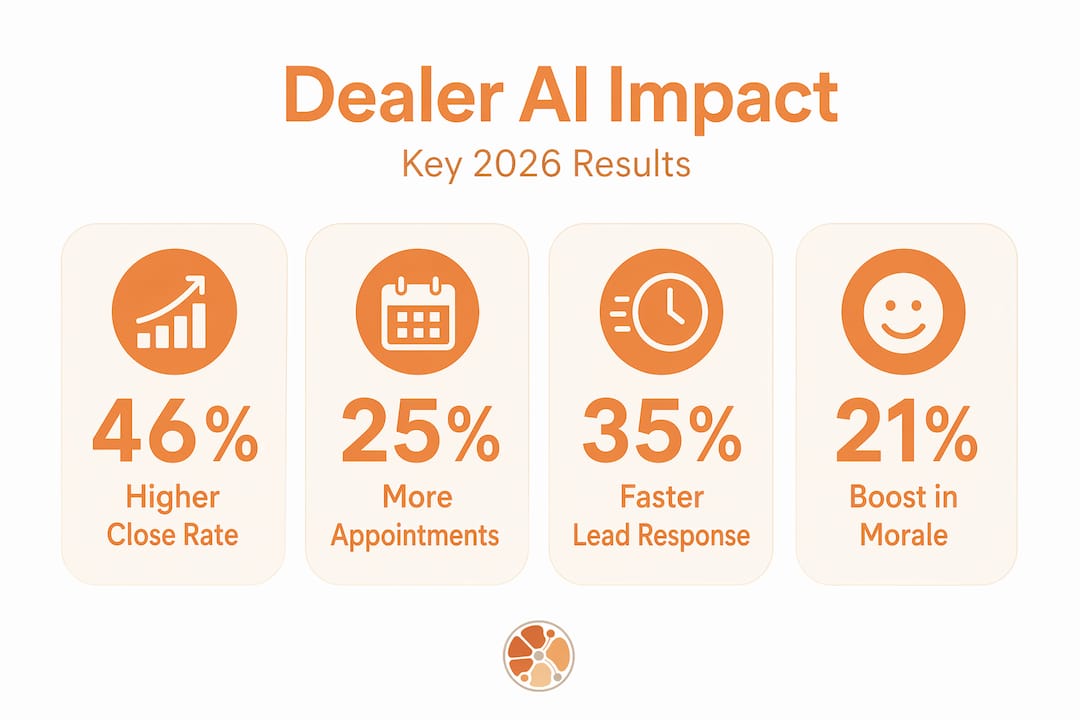 Stat infographic showing dealer engagement performance increases