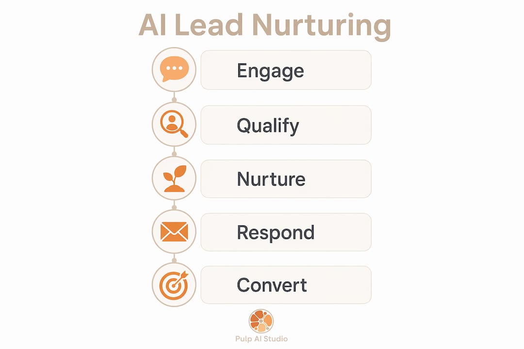 Infographic displaying AI lead nurturing steps