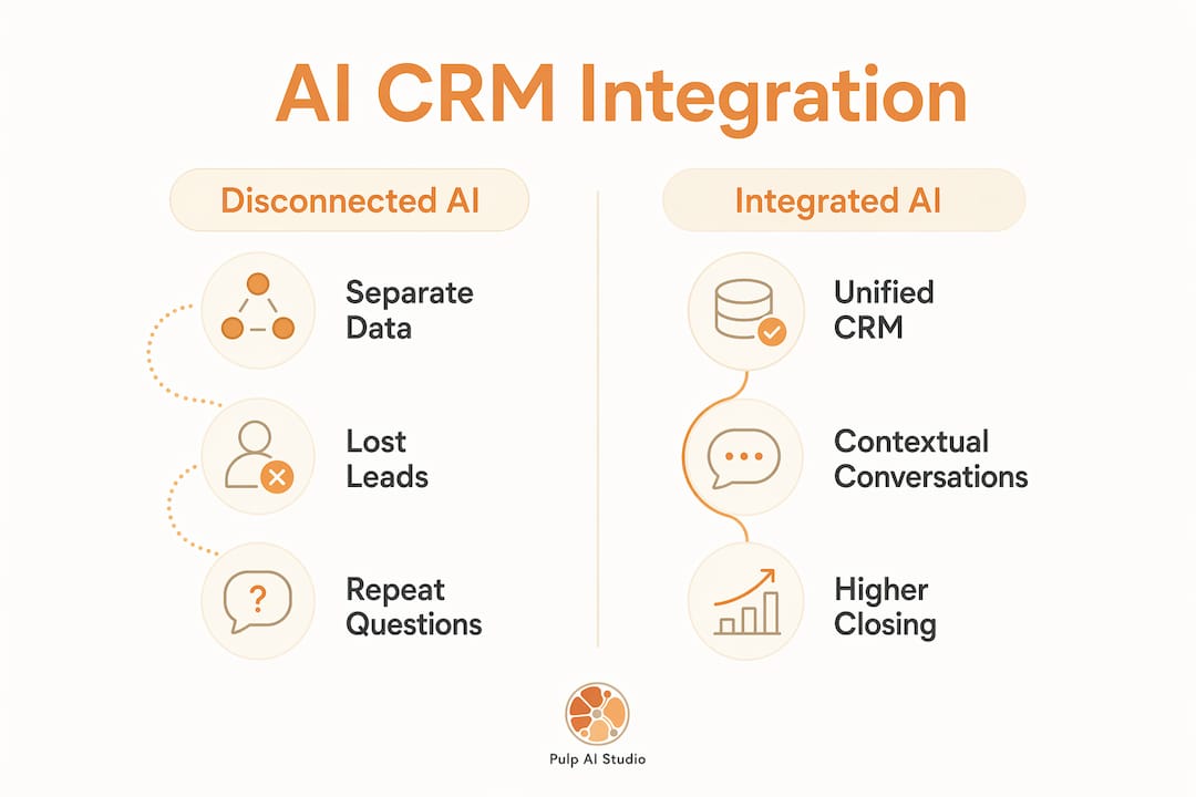 Infographic comparing AI CRM integration benefits