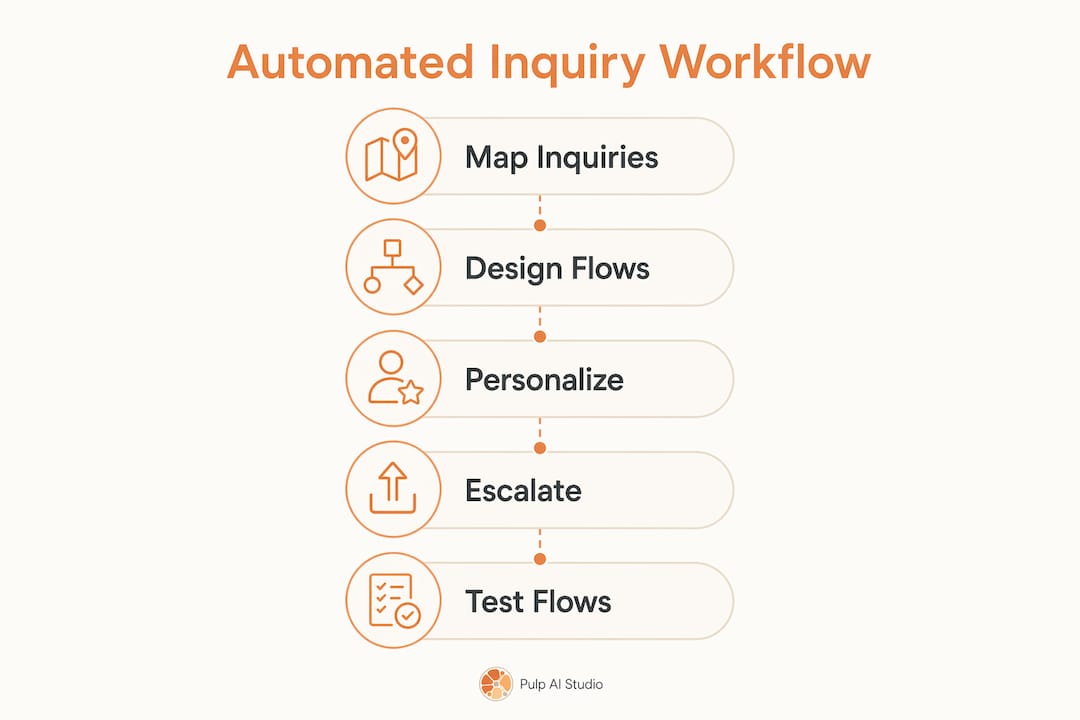 Infographic showing automated inquiry workflow steps