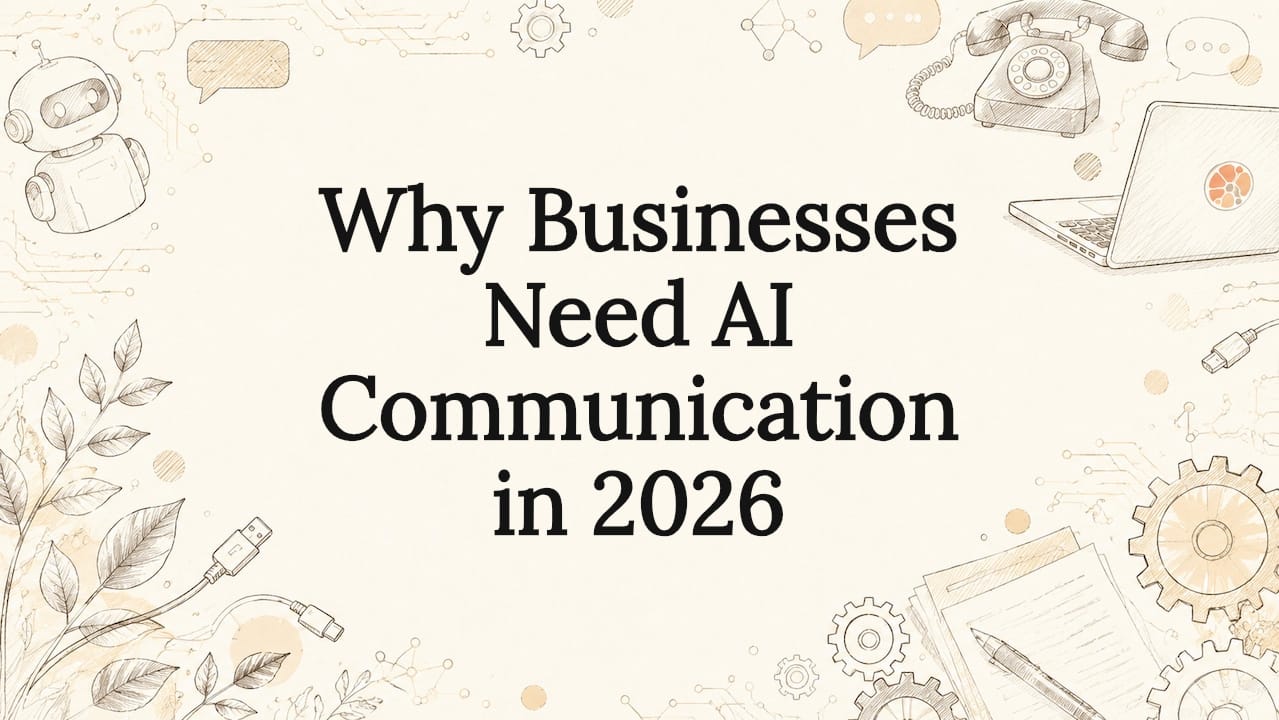 Decorative AI communication title card illustration