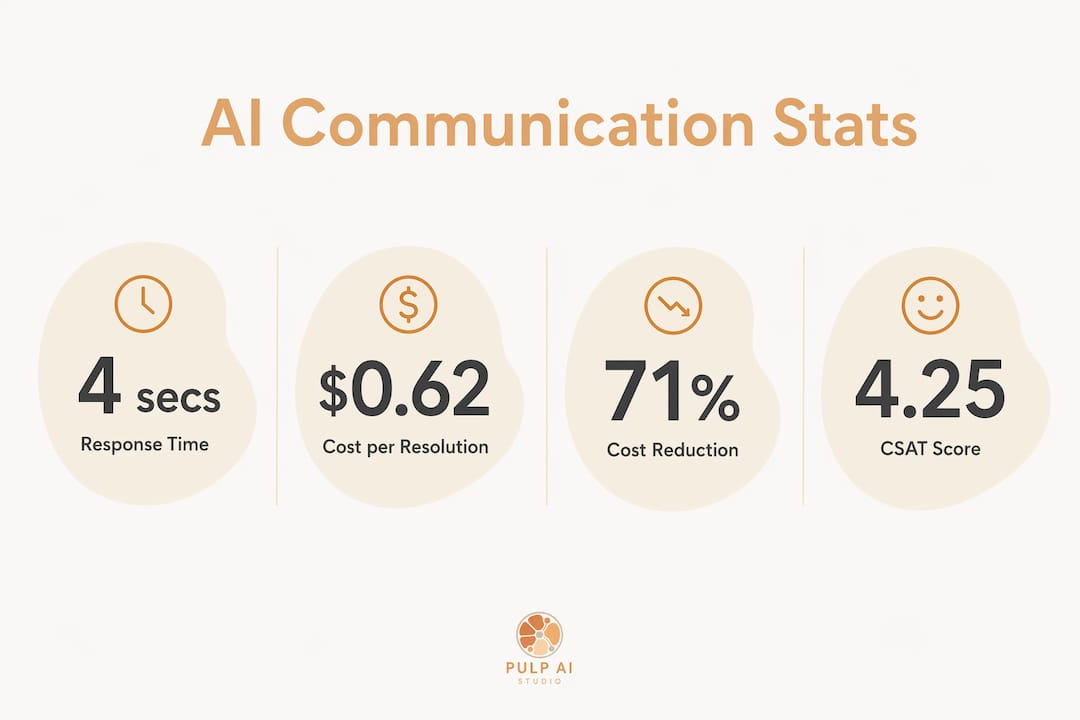 Infographic showing key AI communication statistics