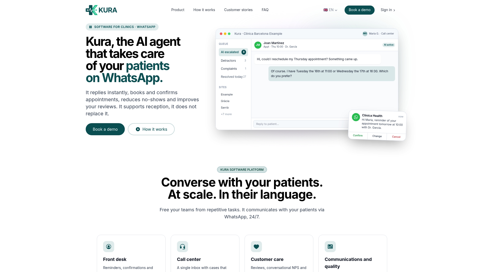 Screenshot of the getkura.ai website