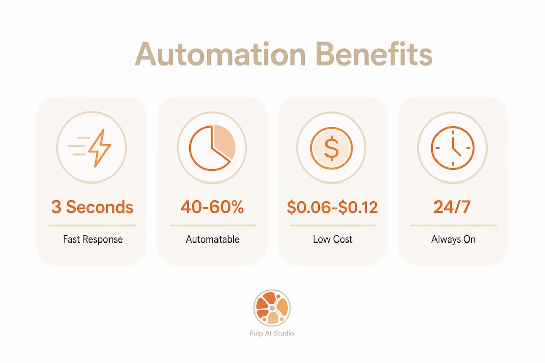 Infographic showing automation benefits with key statistics