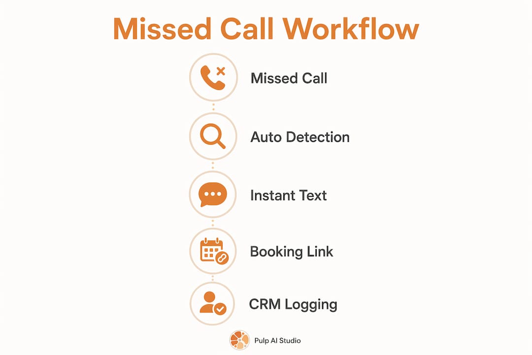 Infographic showing missed call to job workflow