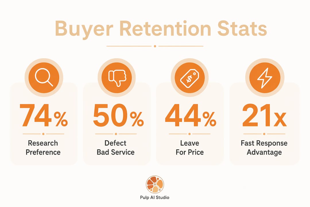 Infographic showing key buyer retention statistics
