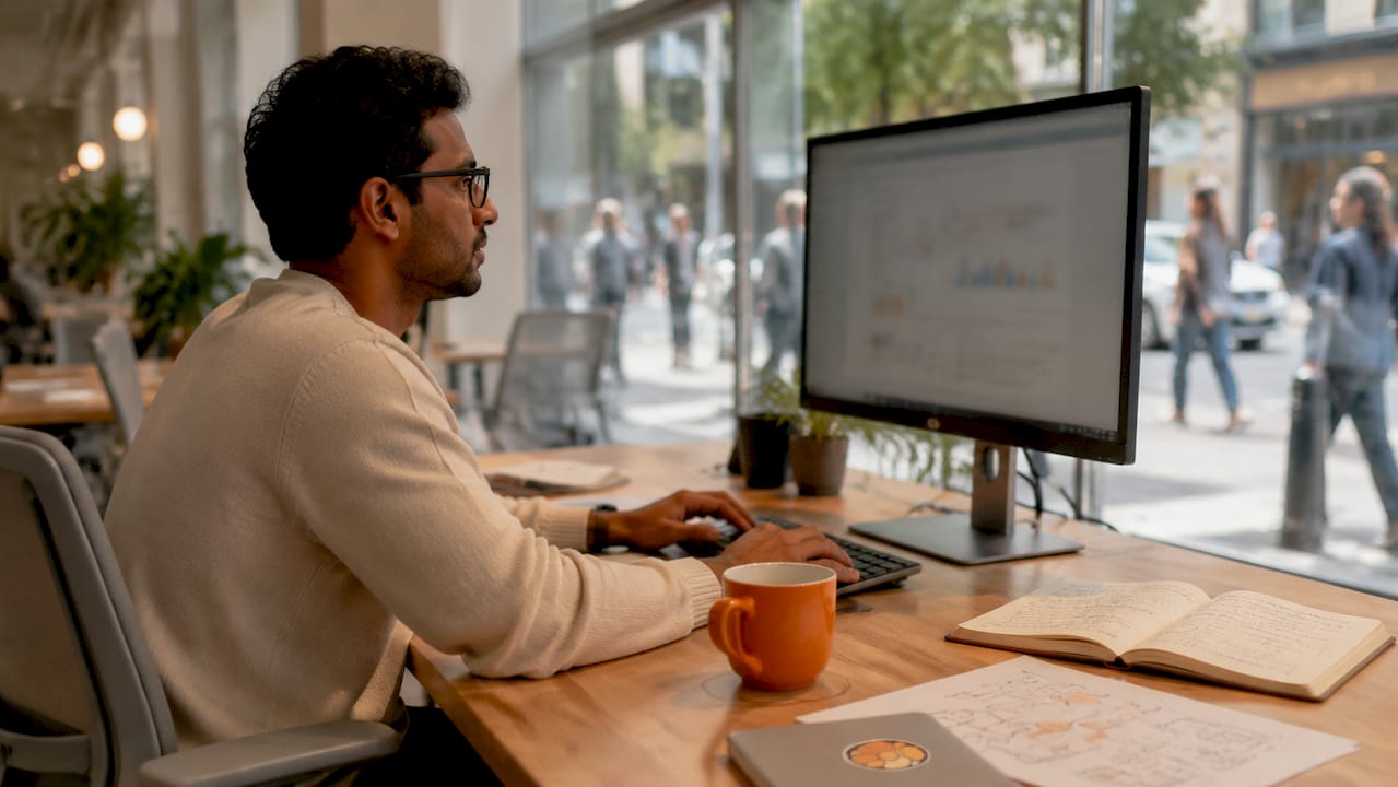 Data scientist analyzing AI workflow architecture