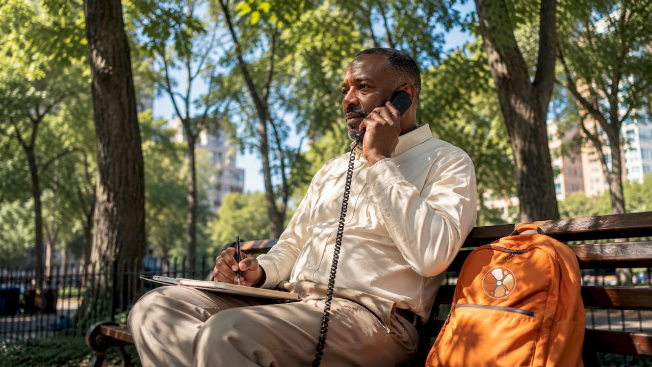 Real estate agent answering phone call
