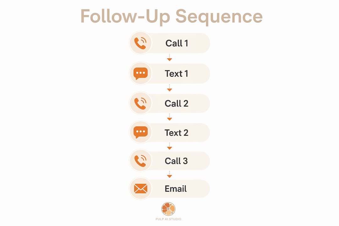 Infographic outlining 48-hour follow-up steps to convert missed calls