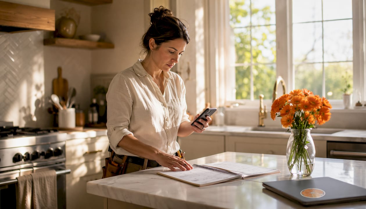 Contractor booking appointment via device