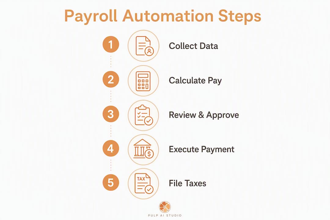 Infographic illustrating payroll automation steps