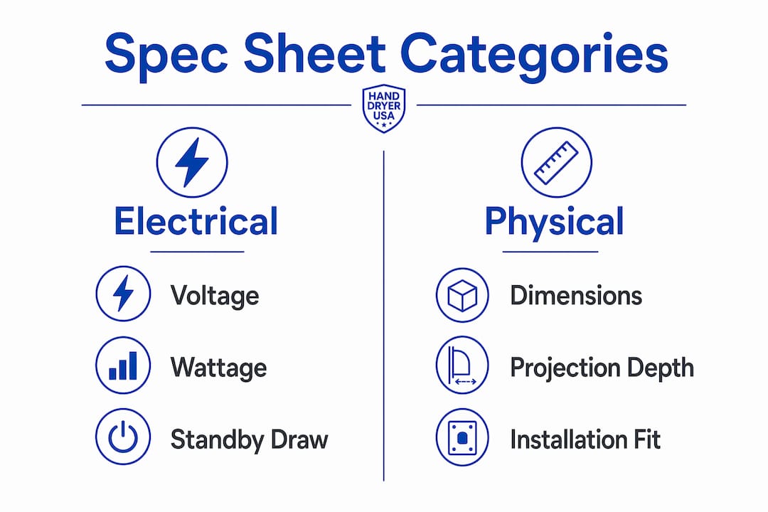 Infographic comparing electrical and physical spec categories