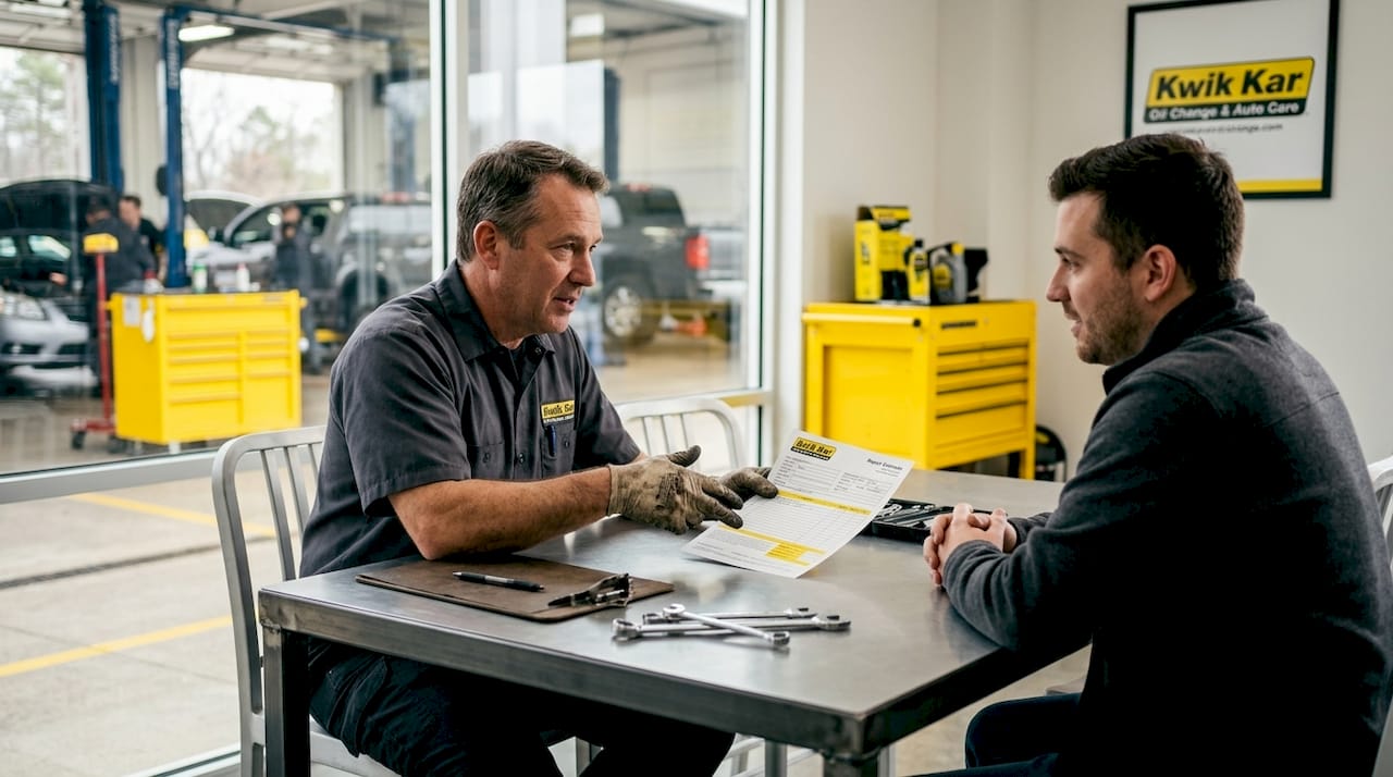 Mechanic and customer review repair estimate