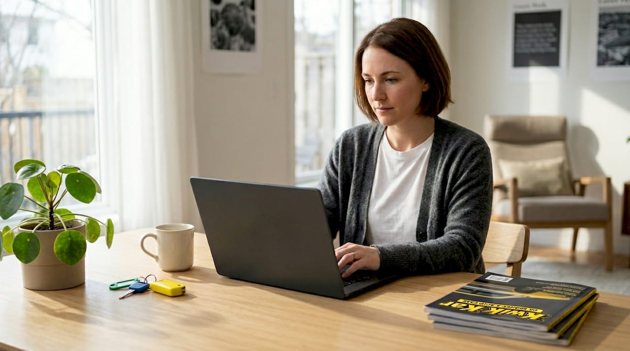 Woman applies for auto repair personal loan online