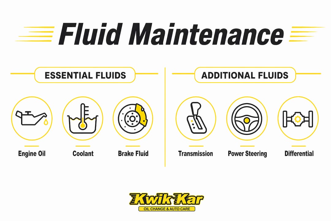Infographic comparing essential and additional car fluids