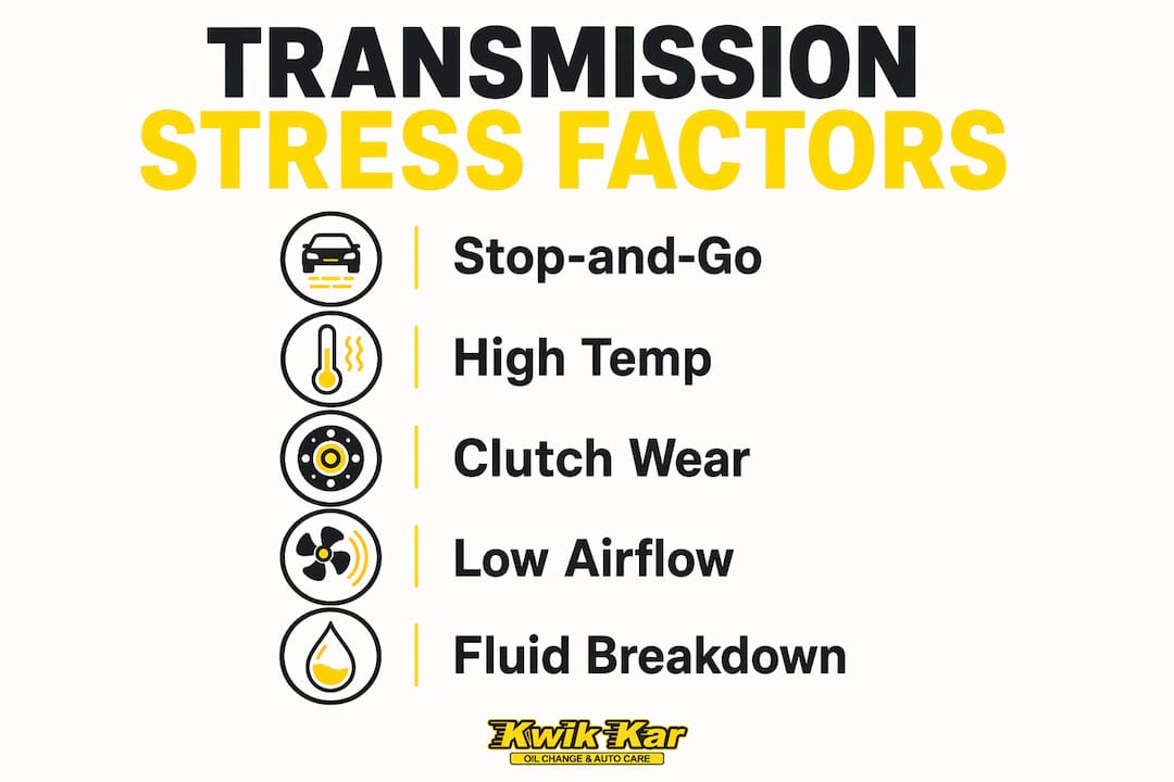 Infographic displaying key transmission stress factors in Fort Worth
