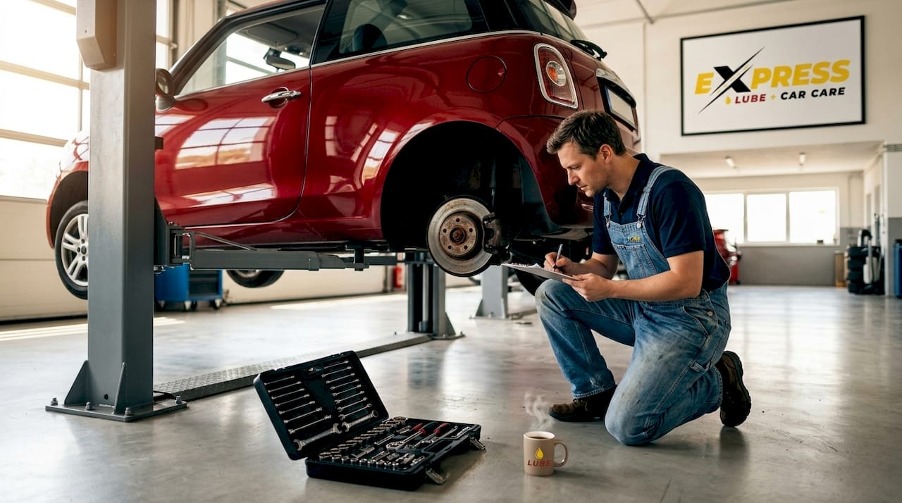 Mechanic notes brake issue during inspection