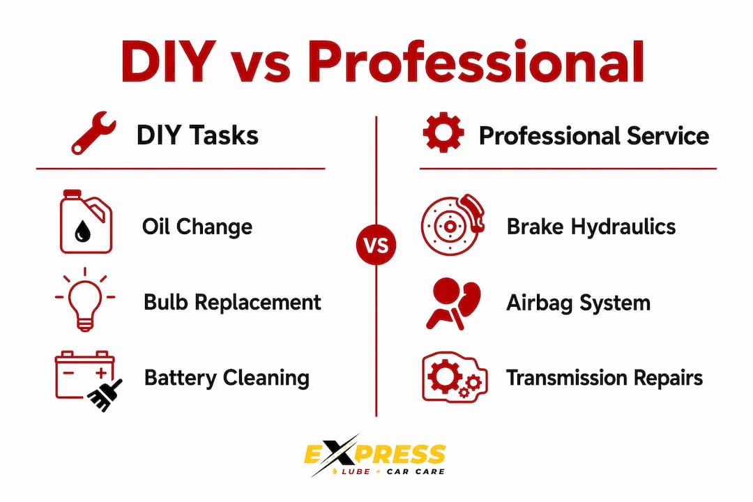 Infographic comparing DIY and professional car repairs