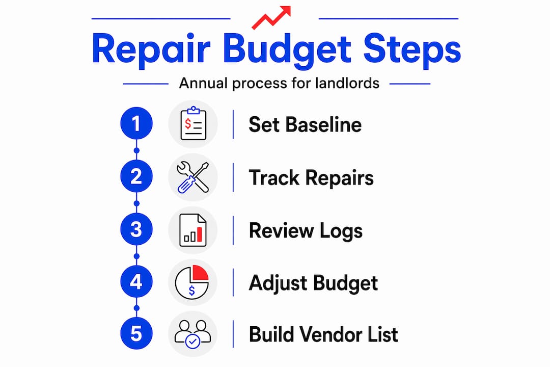 Infographic showing repair budget process steps