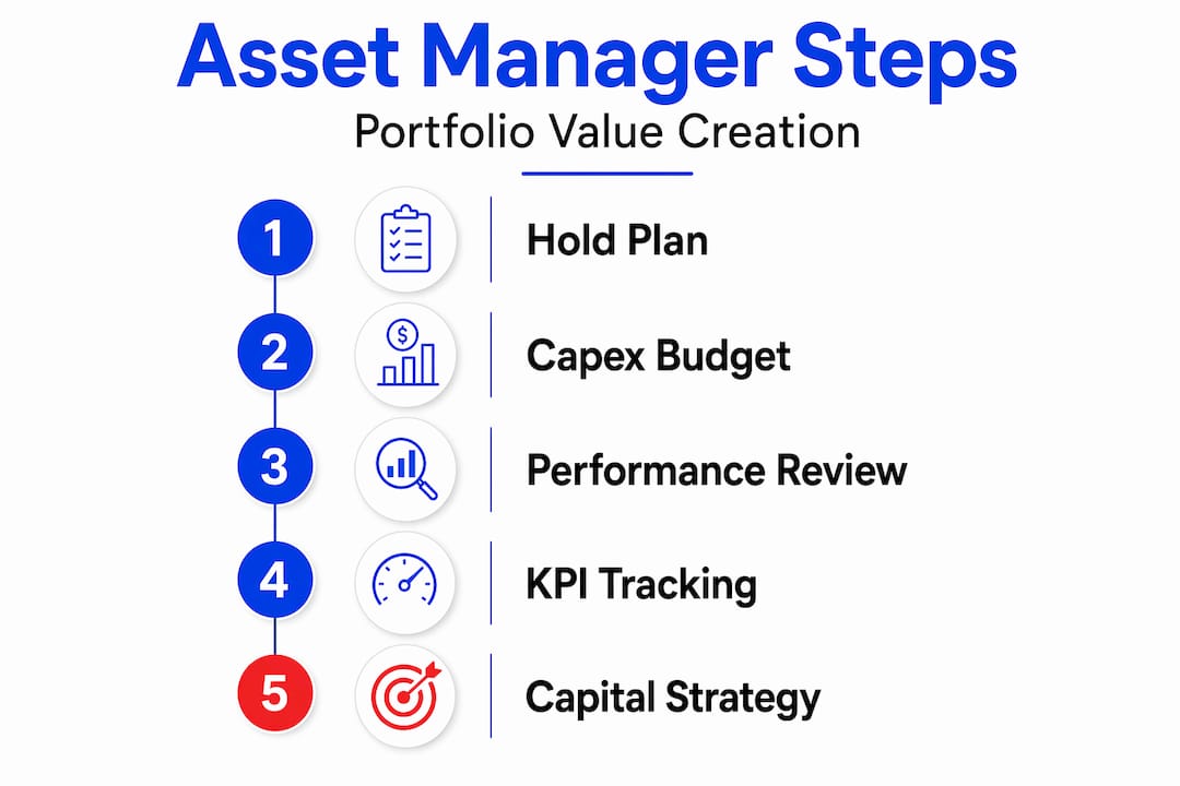 Infographic outlining asset manager responsibilities steps