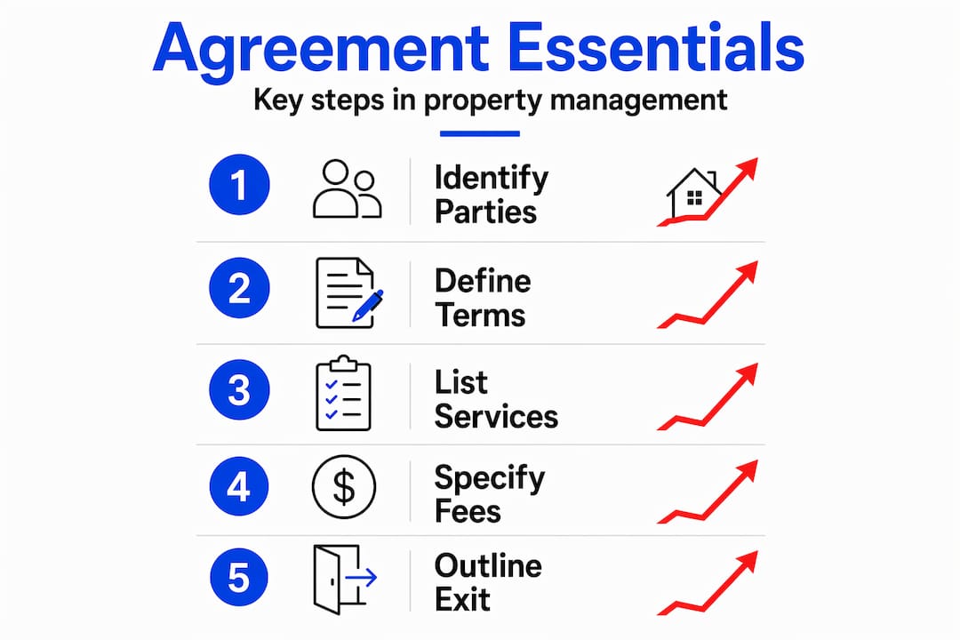 Infographic showing essential steps in property management agreements