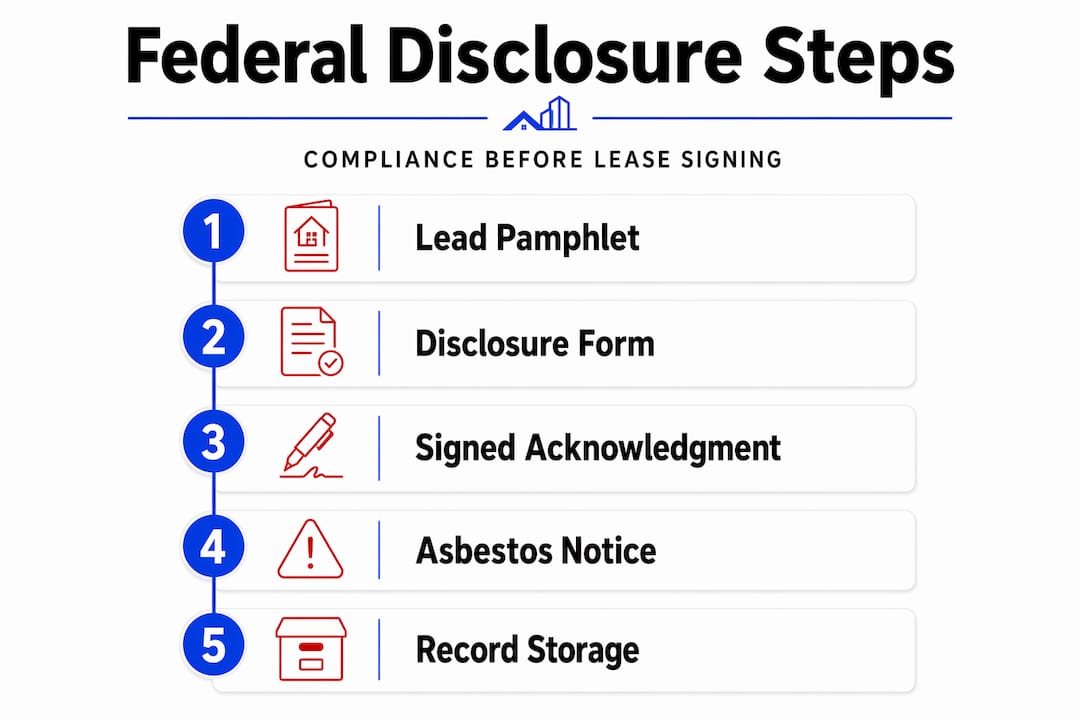 Infographic showing federal rental disclosure steps