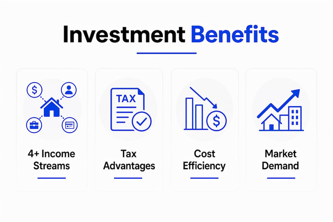 Infographic illustrating benefits of multifamily property investment