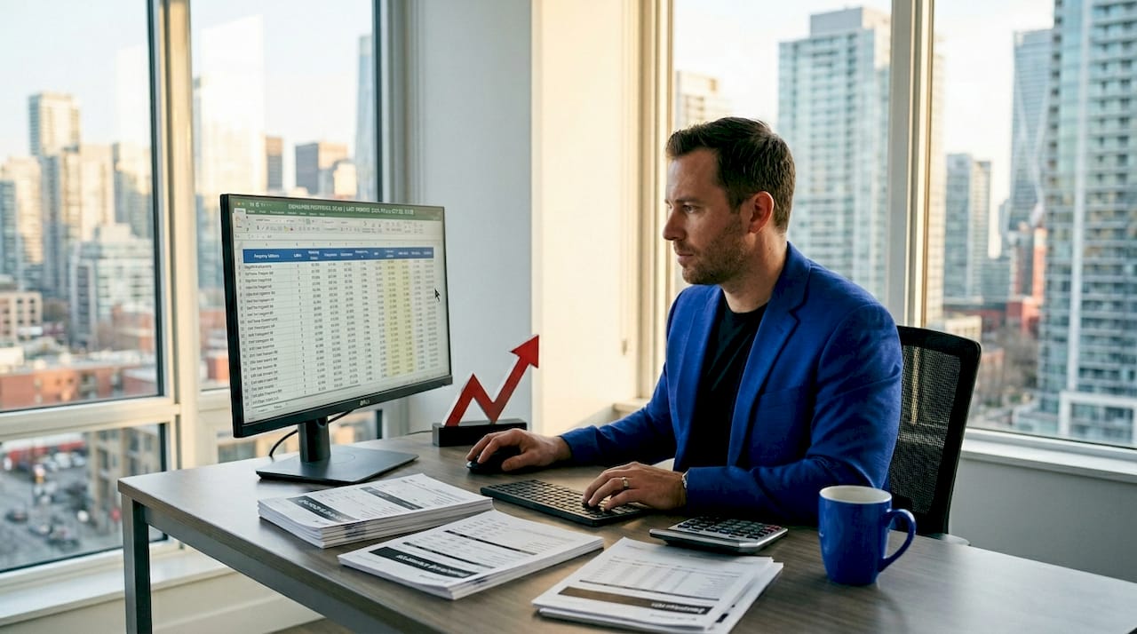 Investor reviewing rental property financials