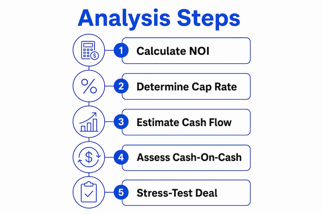 Infographic illustrating rental property analysis steps