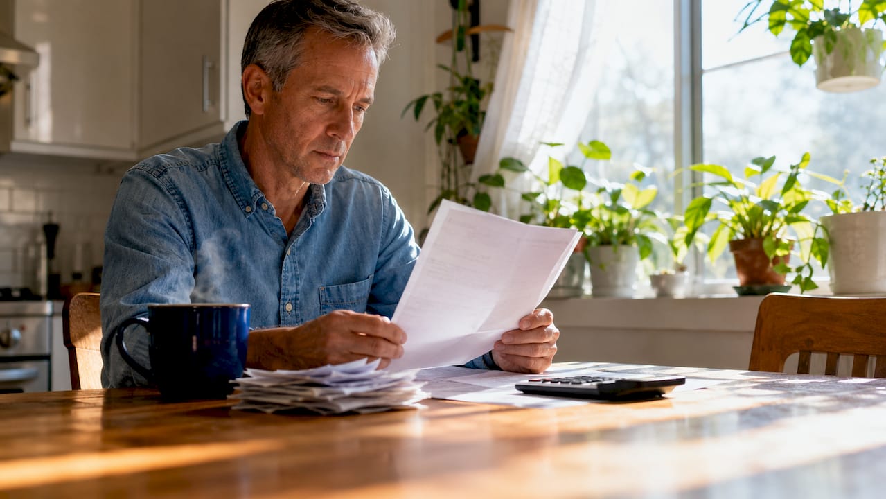 Landlord reviewing rental property tax paperwork