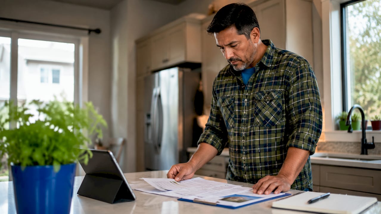 Investor reviewing rental property documents