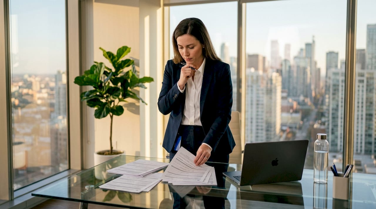 Hands organizing refinancing loan application forms