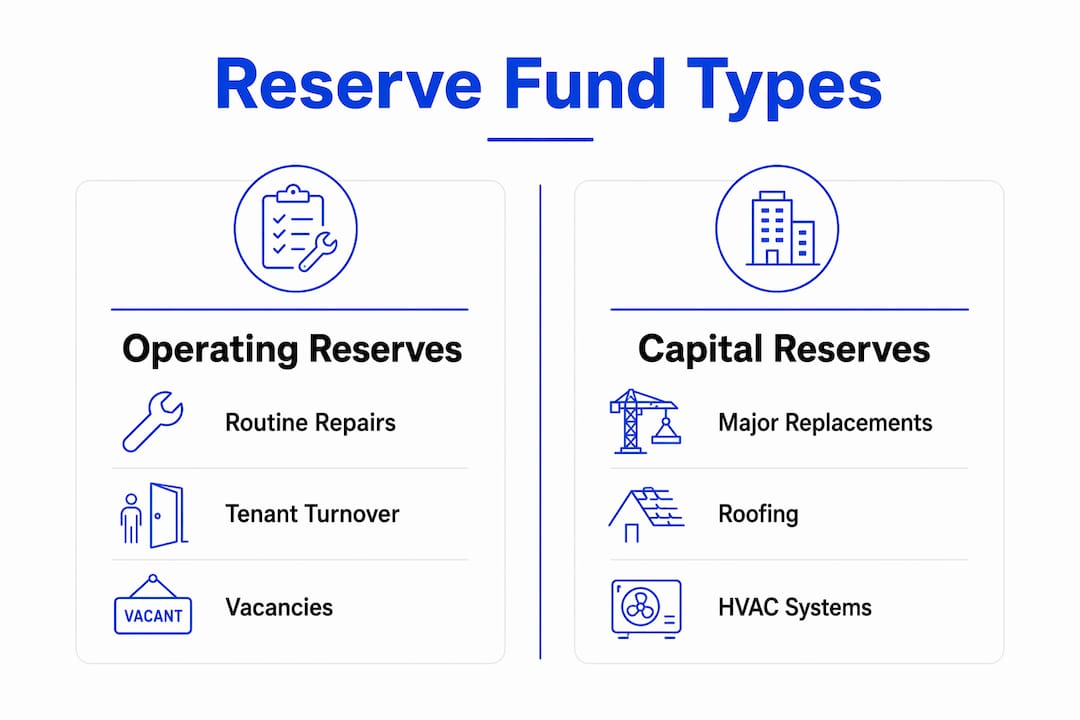 Infographic comparing operating and capital reserve funds