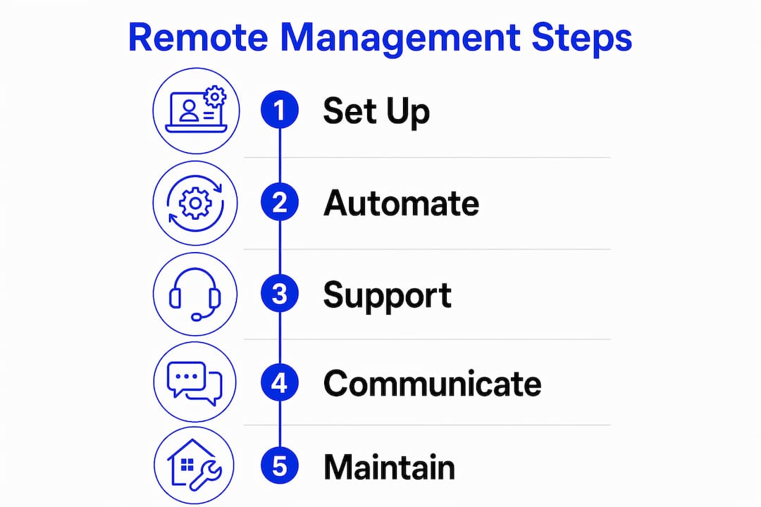 Infographic illustrating remote property management steps