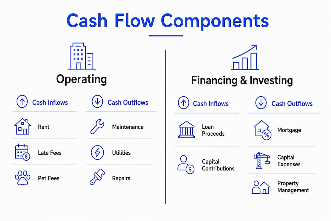 Infographic showing rental property cash flow components
