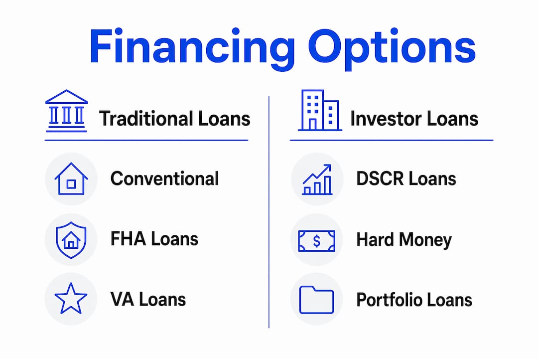 Infographic comparing rental property financing options
