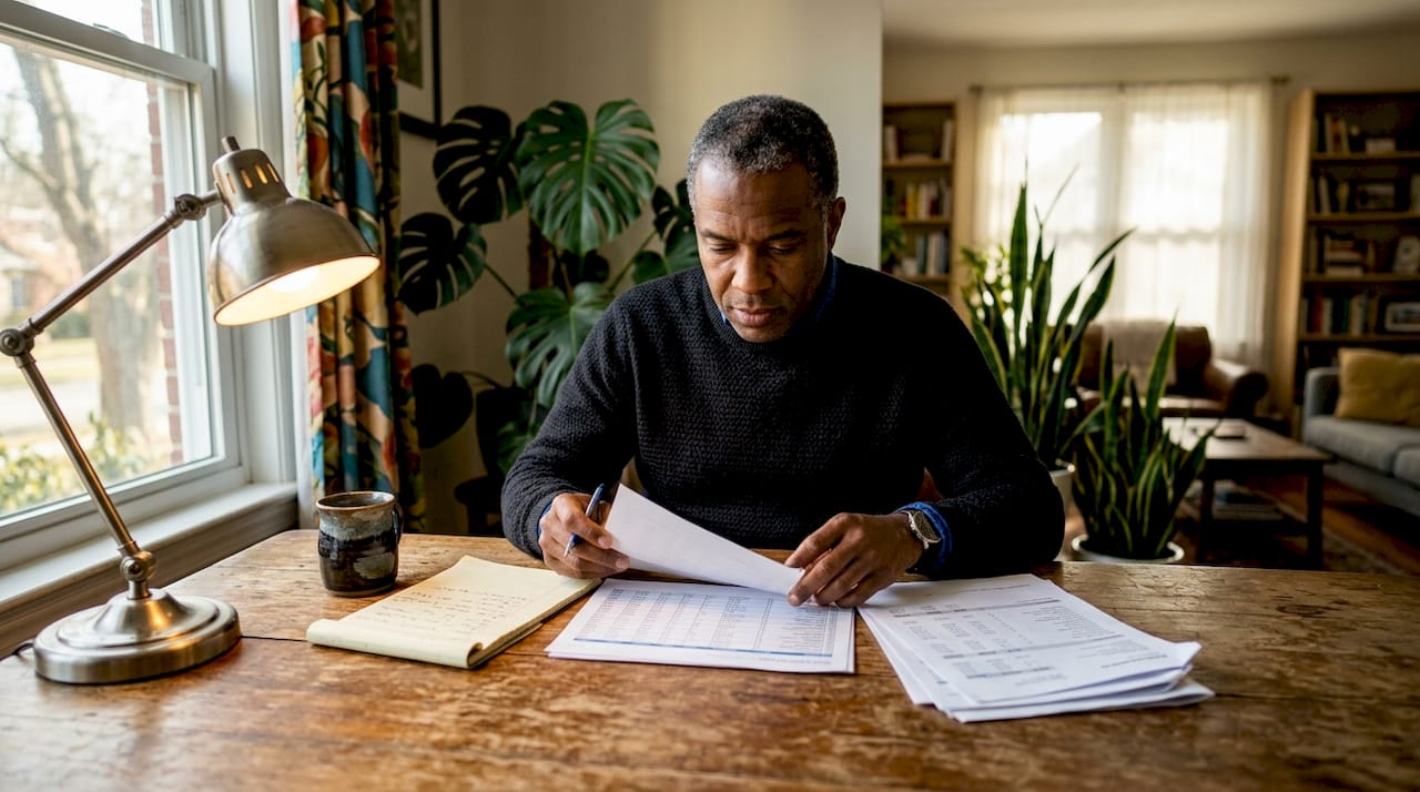 Investor reviewing real estate cash flow documents