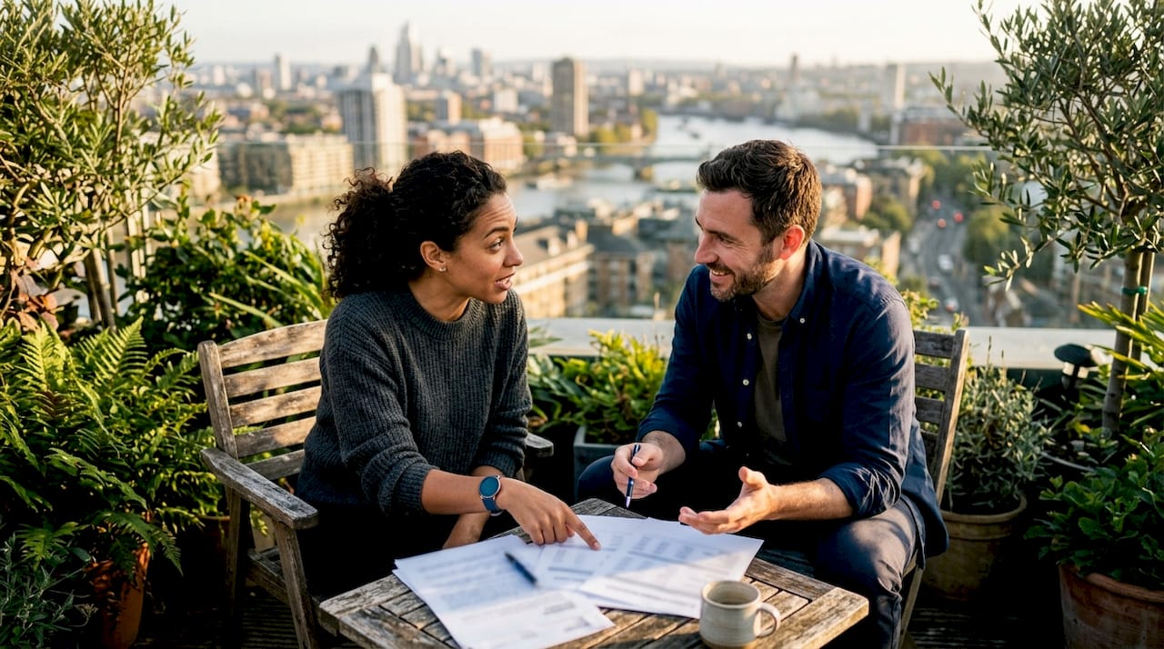 Two investors comparing financing options
