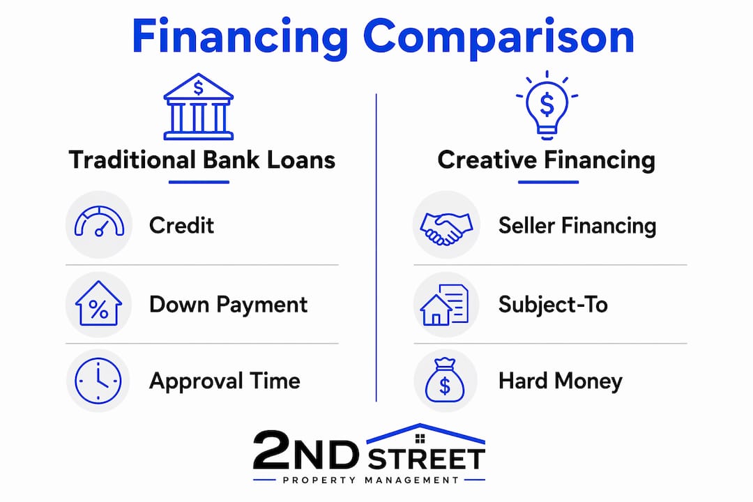 Infographic comparing traditional and creative financing