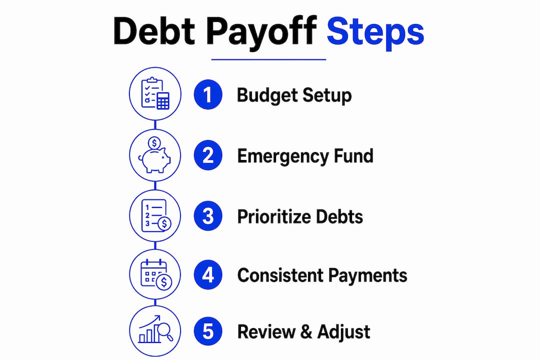 Infographic illustrating debt payoff preparation steps