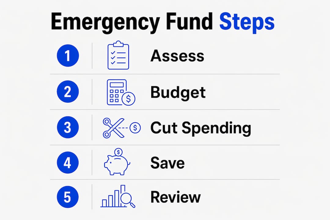 Infographic illustrating steps to build emergency fund