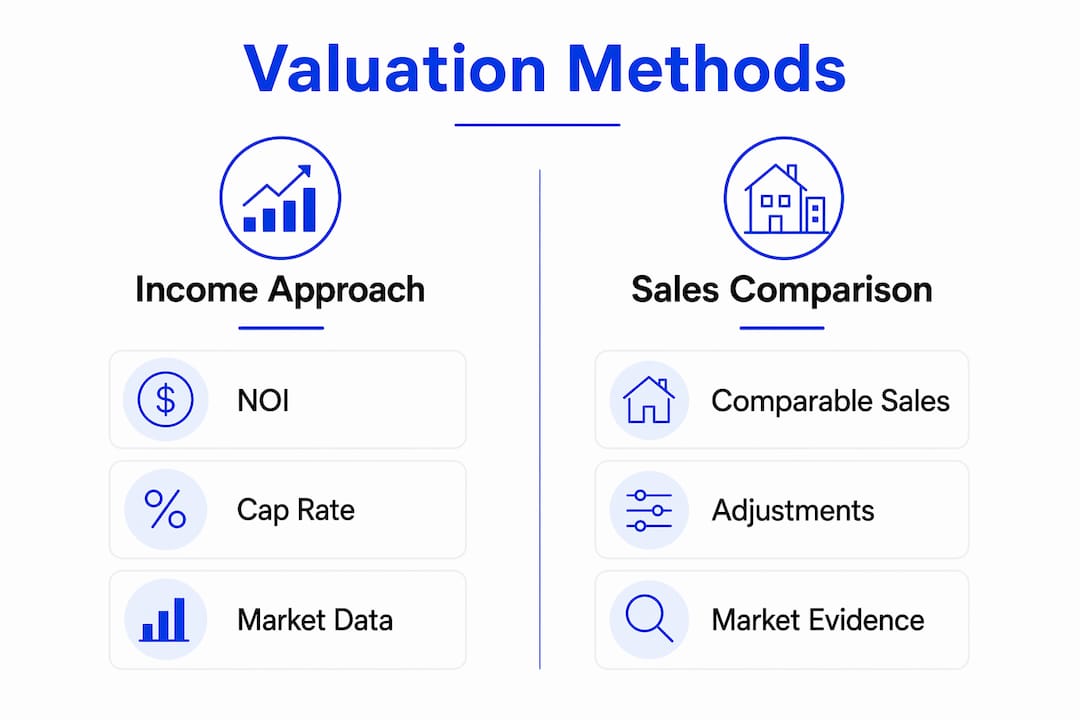 Infographic comparing rental valuation methods