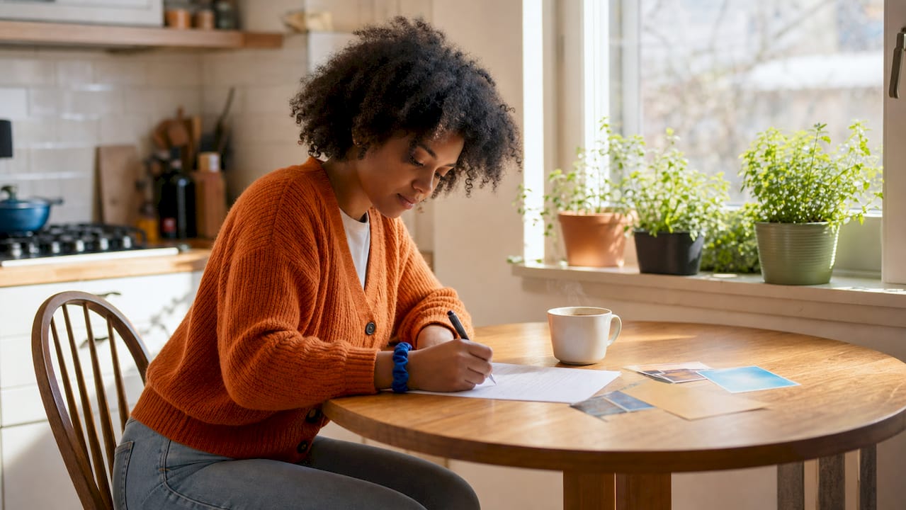 Hands filling out tenant rental application form