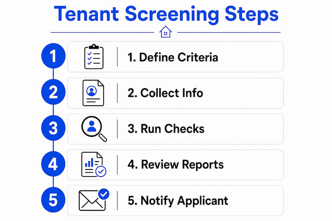 Infographic showing tenant screening process steps
