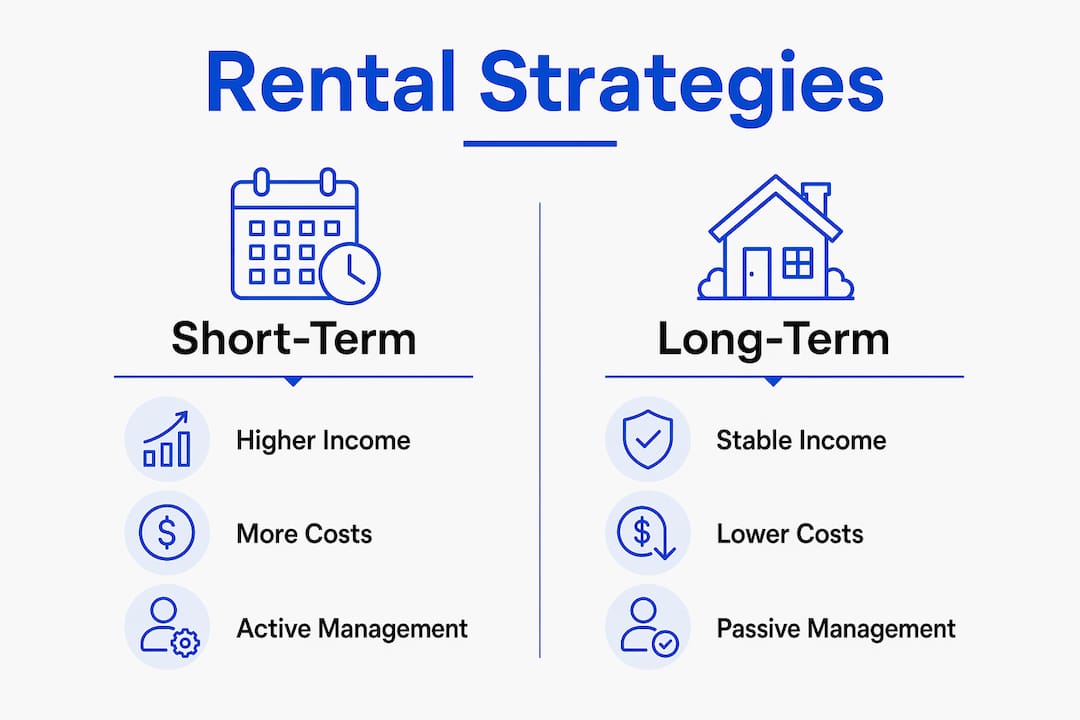 Infographic comparing short-term and long-term rentals