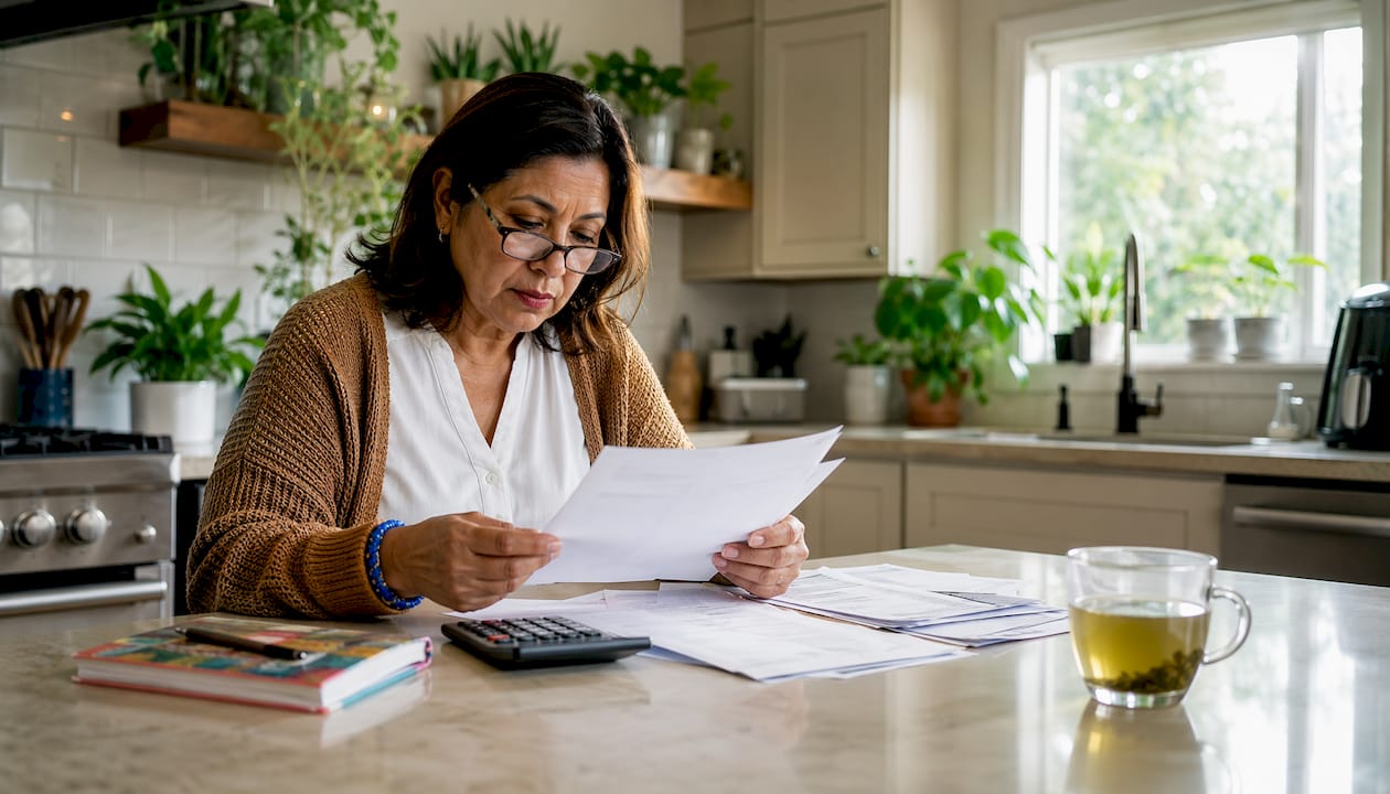 Landlord reviewing rental property tax documents