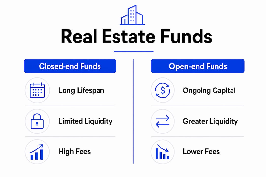 Infographic comparing real estate fund types