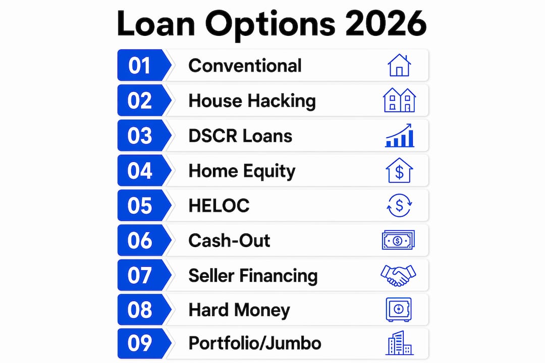Infographic of loan options for first rental property