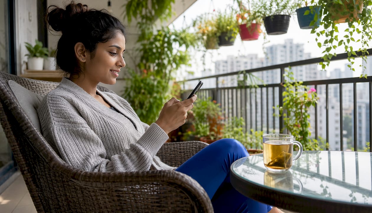 Tenant using smartphone to pay rent
